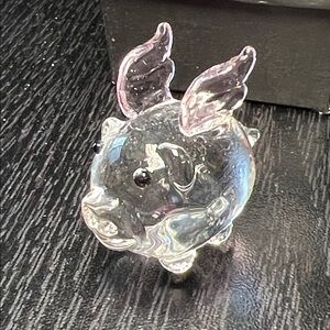 Pier 1 Imports Penelope Miniature Glass Pig with Wings Figurine